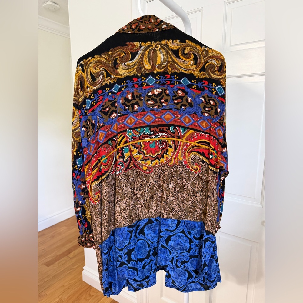 Vintage 80's CAROLE LITTLE novelty print oversized boyfriend blazer Size XL-1X - Picture 3 of 7